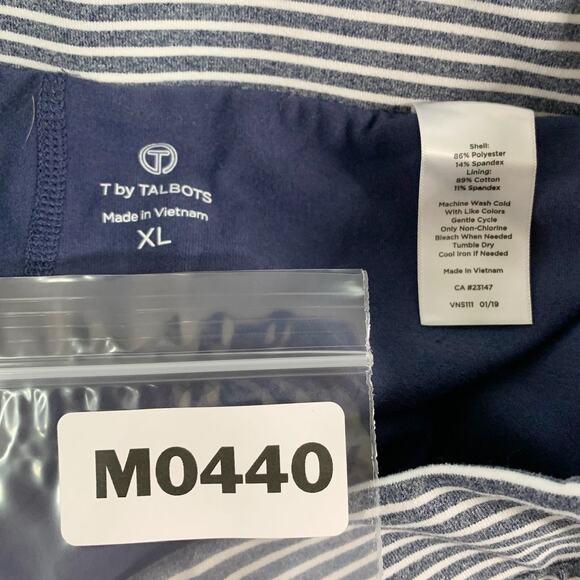 T by Talbots XL Womens Activewear Black White Striped Skort Pull On - Picture 3 of 7